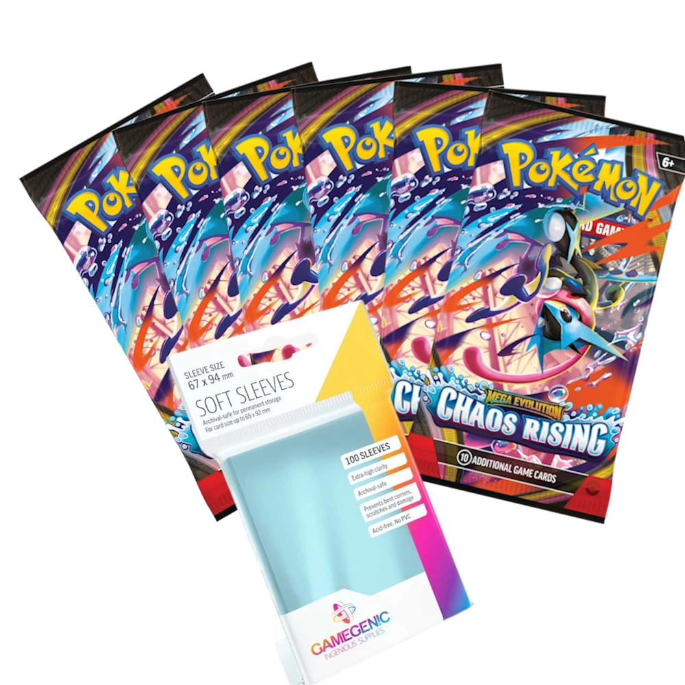 Pokémon TCG: Mega Evolution Chaos Rising – Booster pack and sleeve bundle