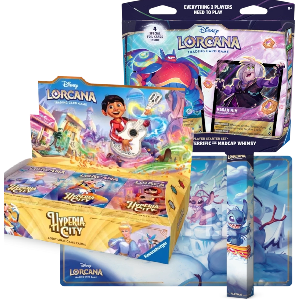Disney Lorcana TCG: Hyperia City, 2-player starter set and playmat bundle 1 Disney Lorcana TCG: Hyperia City, 2-player starter set and playmat bundle